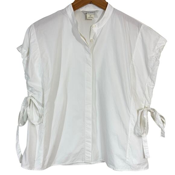 Club Monaco White Cinch Sleeve Organic Cotton Button Up Shirt Size Small - Picture 1 of 14